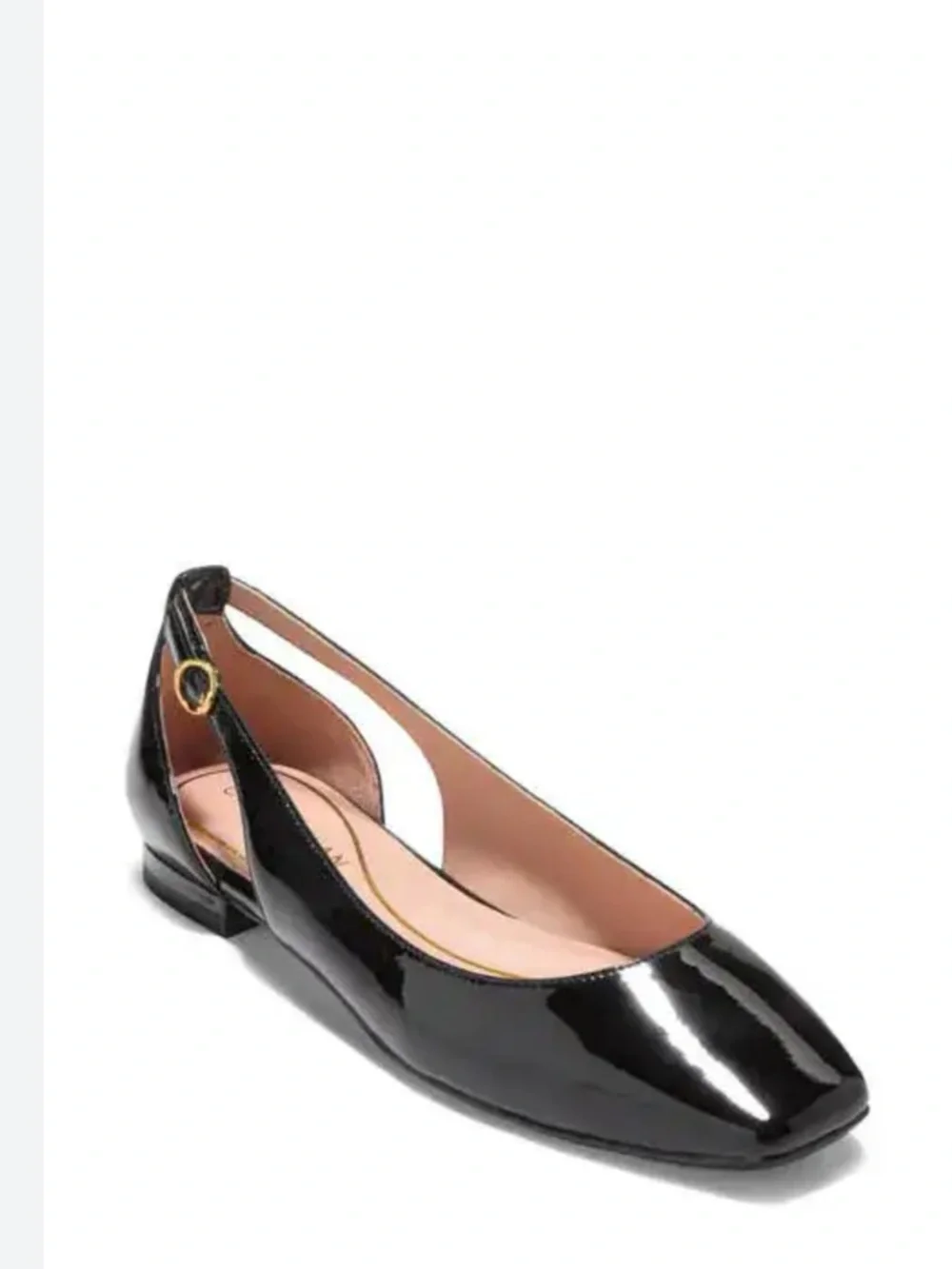 Cole Haan Bria Square Toe Cutout‎ Flat In Black Patent Leather Women’s Size 9B